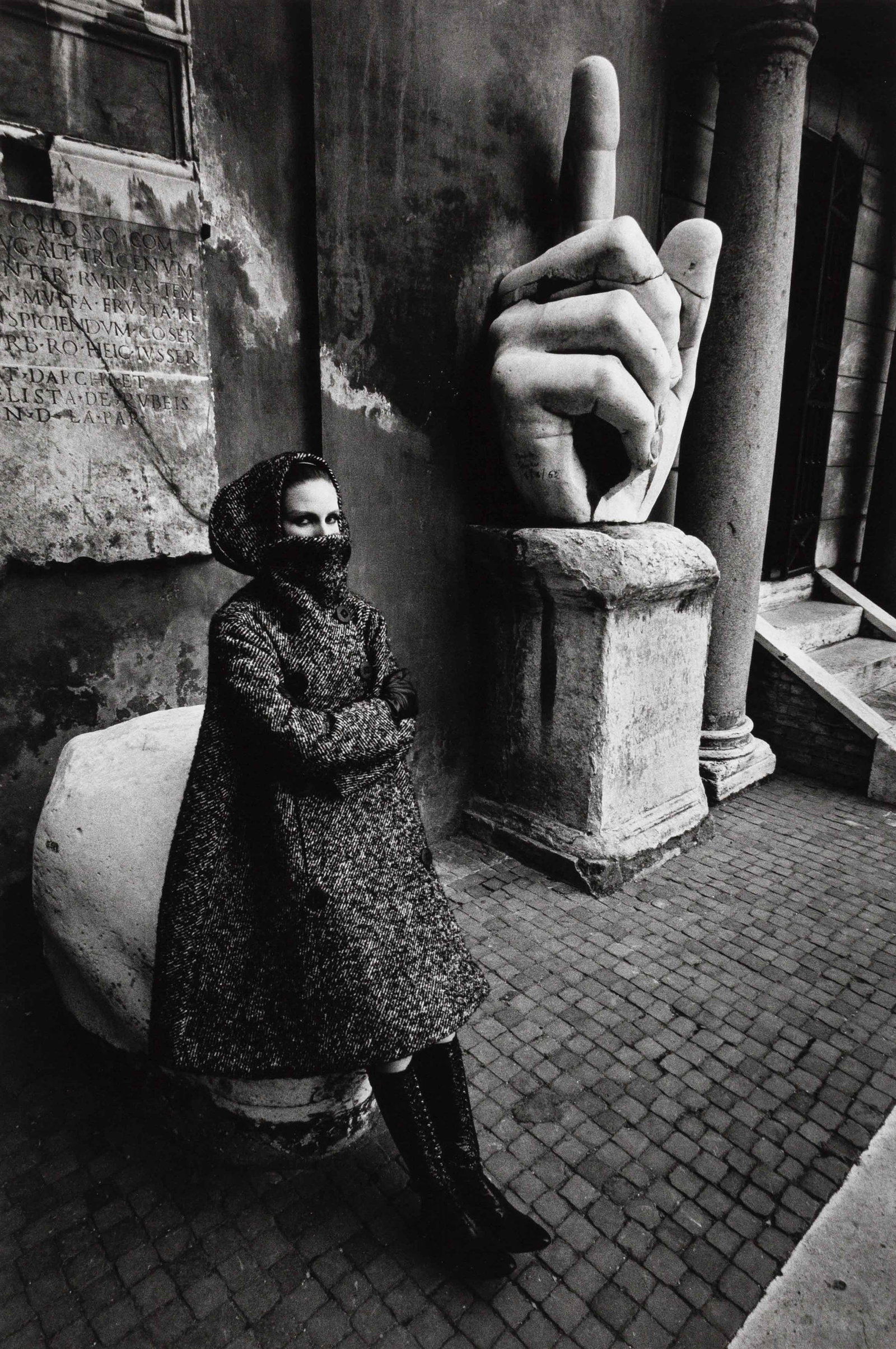 JEANLOUP SIEFF (1933–2000): JEANLOUP SIEFF (1933–2000) | Denise Sarrault for Harper's Bazaar, Palazzo dei Conservatori, Rome 1962 Image Size: 44.8 x 29.8 cm English Gelatin silver print, printed in the 1990s, c. 50 x 40