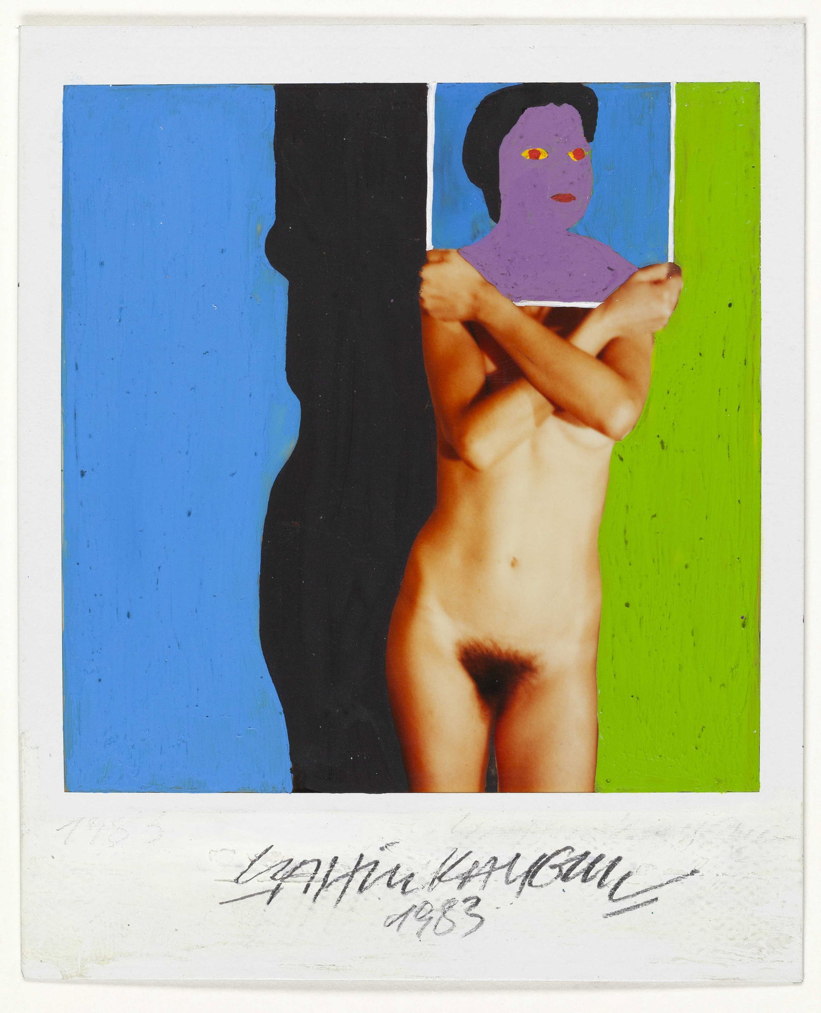 SAHIN KAYGUN (1951–1992): SAHIN KAYGUN (1951–1992) | Untitled, 1983 Image Size: 8 x 7.9 cm English Unique Polaroid T600 High Speed, 10.7 x 8.8 cm, over-painted by the artist, in excellent condition. Signed and dated in