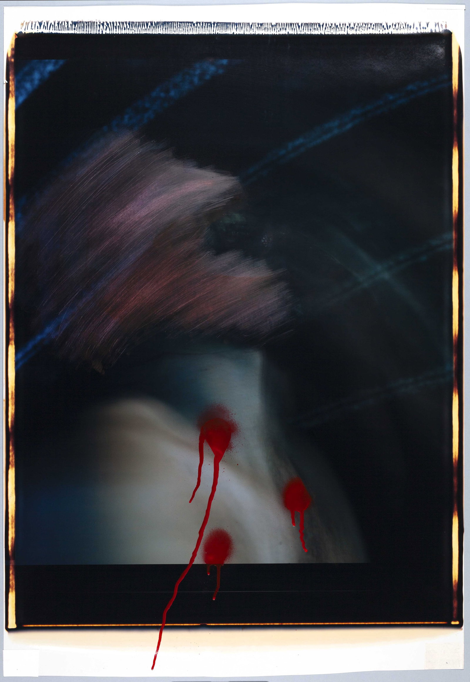 EVERGON (*1946): EVERGON (*1946) | Untitled, 1984 Image Size: c. 62 x 52 cm English Unique Polaroid Polacolor 20x24 inch, c. 81 x 56 cm, over-painted with red paint by the artist, in excellent condition. Former
