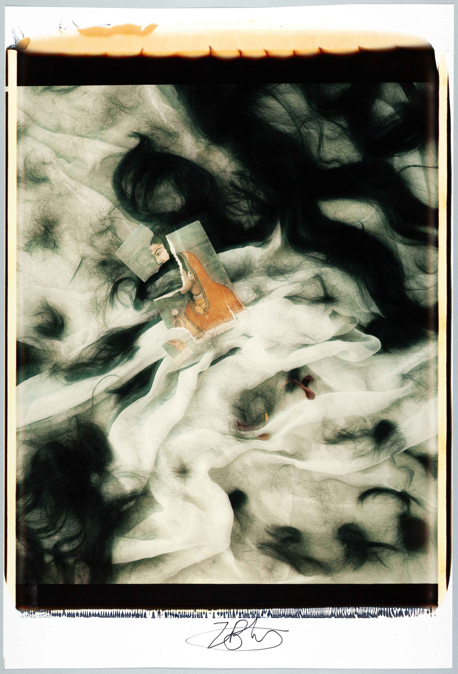 ZARINA BHIMJI (*1963): ZARINA BHIMJI (*1963) | Untitled, Victoria & Albert Museum, London 1989 Image Size: c. 61.5 x 52 cm English Unique Polaroid Polacolor 20x24 inch, c. 82 x 56 cm, in excellent condition. Signed in ink