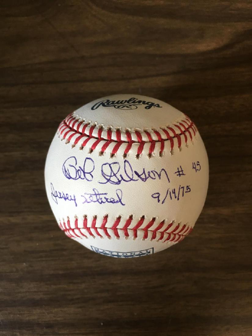 Bob Gibson #45 Jersey Retired 9/14/75 inscription and (1 of 3)