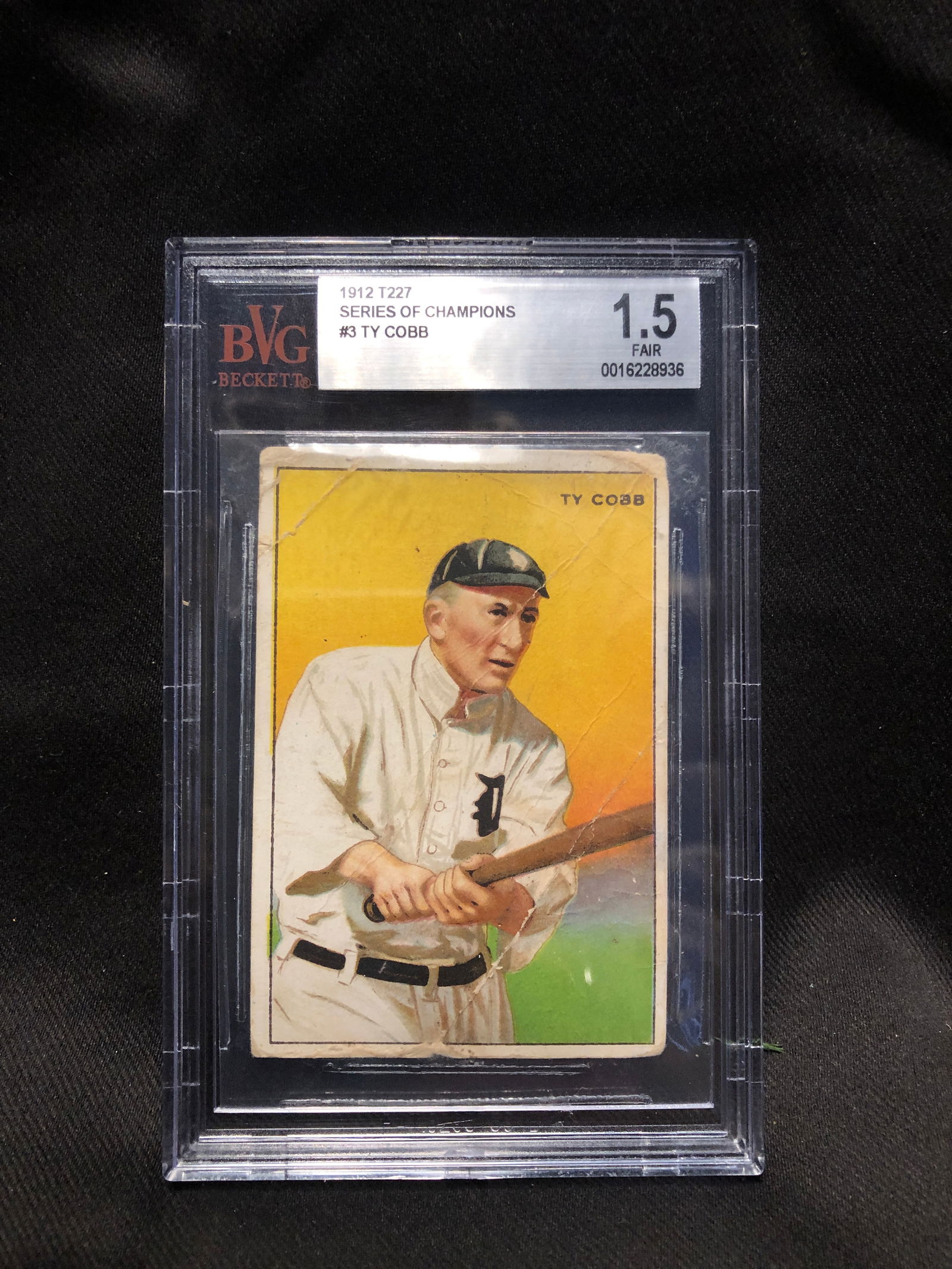 1912 T227 Series of Champions #3 Ty Cobb Beckett 1.5 (1 of 2)