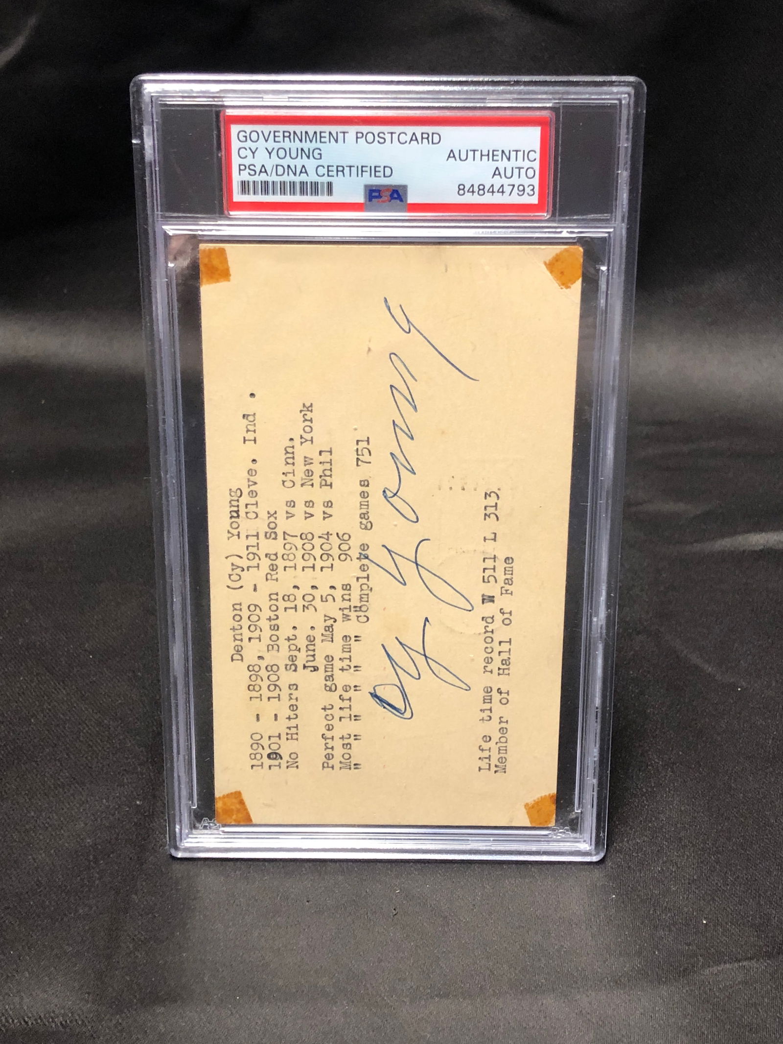 Cy Young Autographed Government Postcard  PSA/DNA Certified (1 of 2)