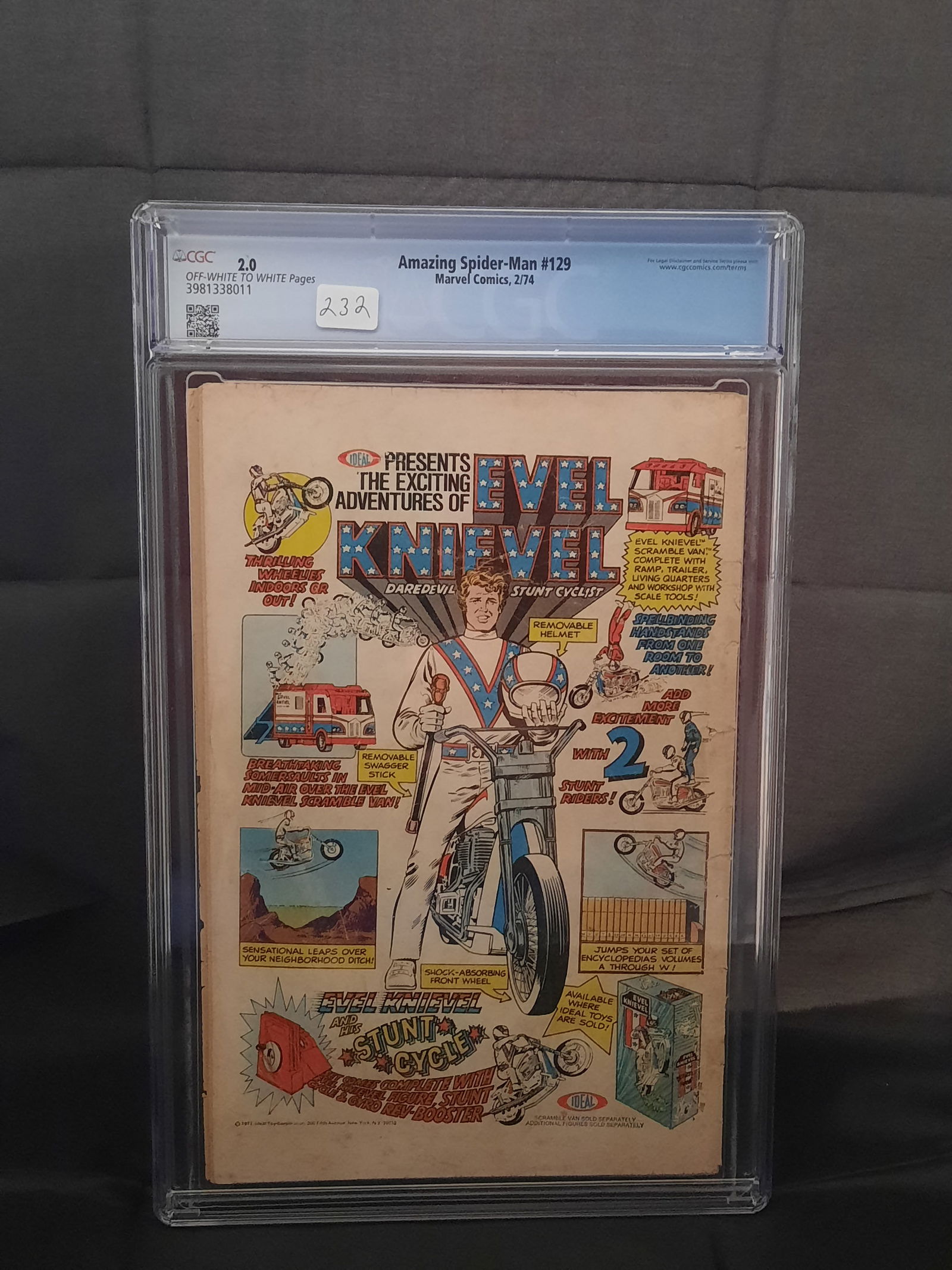 Amazing Spiderman #129 cgc 2.0, 1974, 1st appearance of the punisher, MUST HAVE (1 of 2)