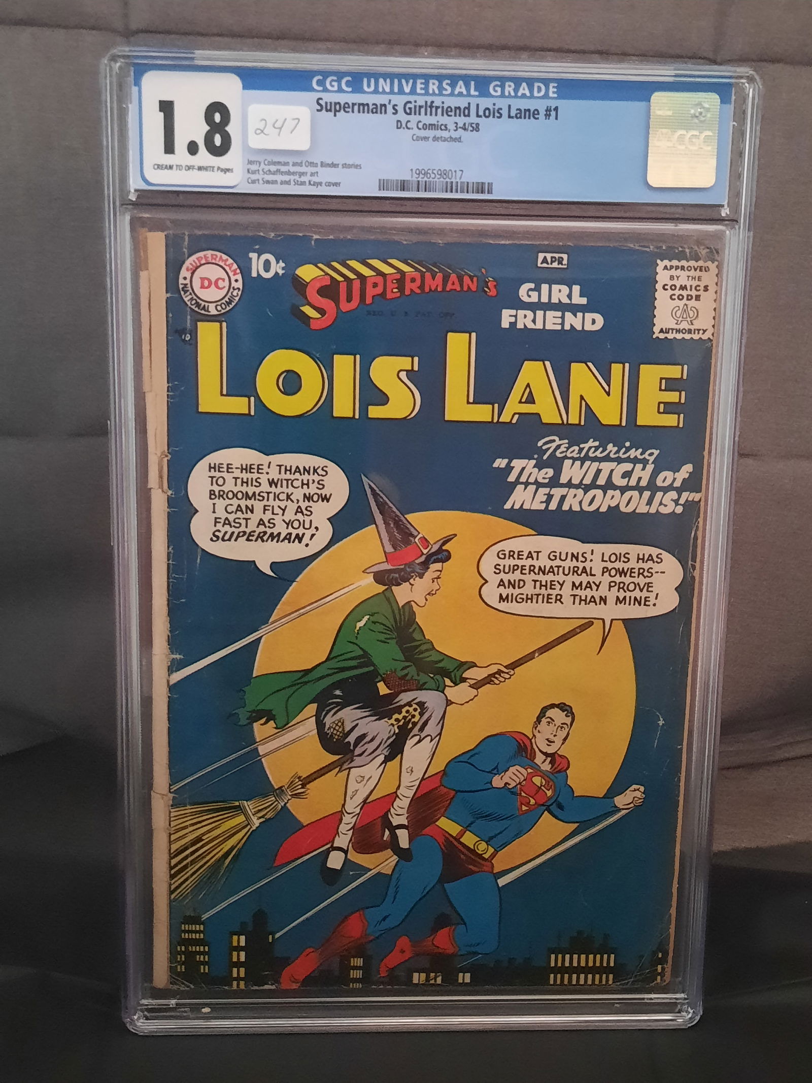 Superman's girlfriend Lois Lane #1 cgc 1.8, 1958, DC Gold (1 of 2)