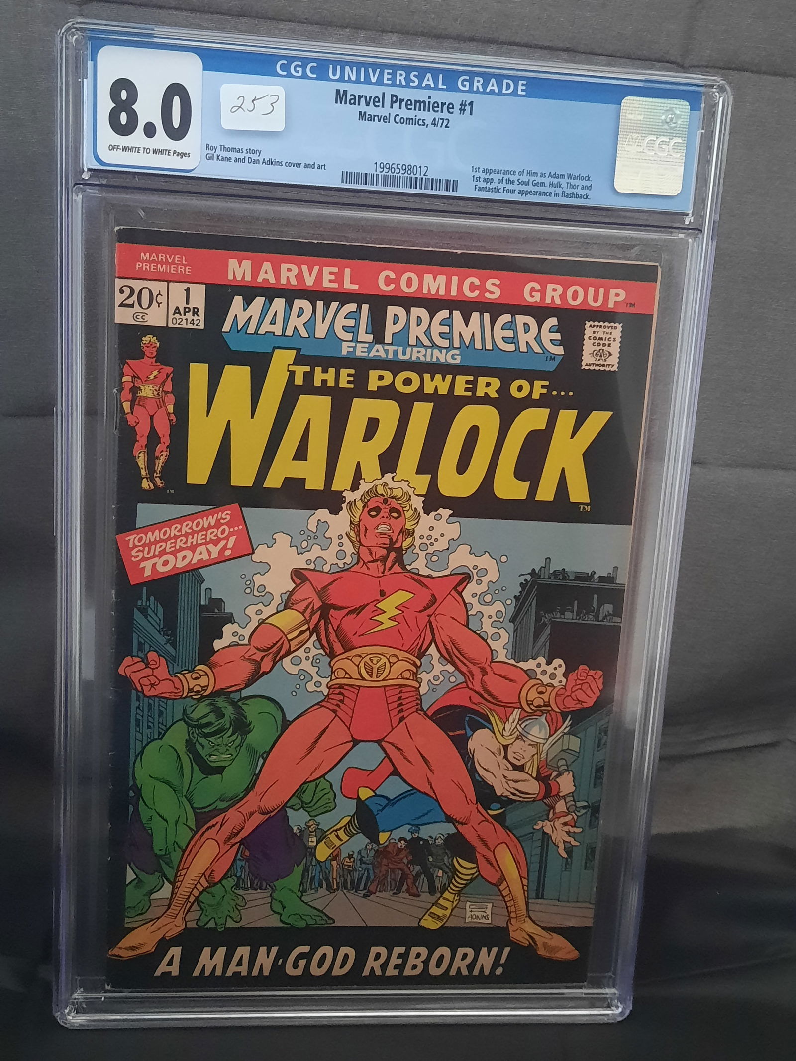 Marvel Premiere # 1 cgc 8.0, 1st App. of Him, 1st App of The Soul Gem (1 of 2)