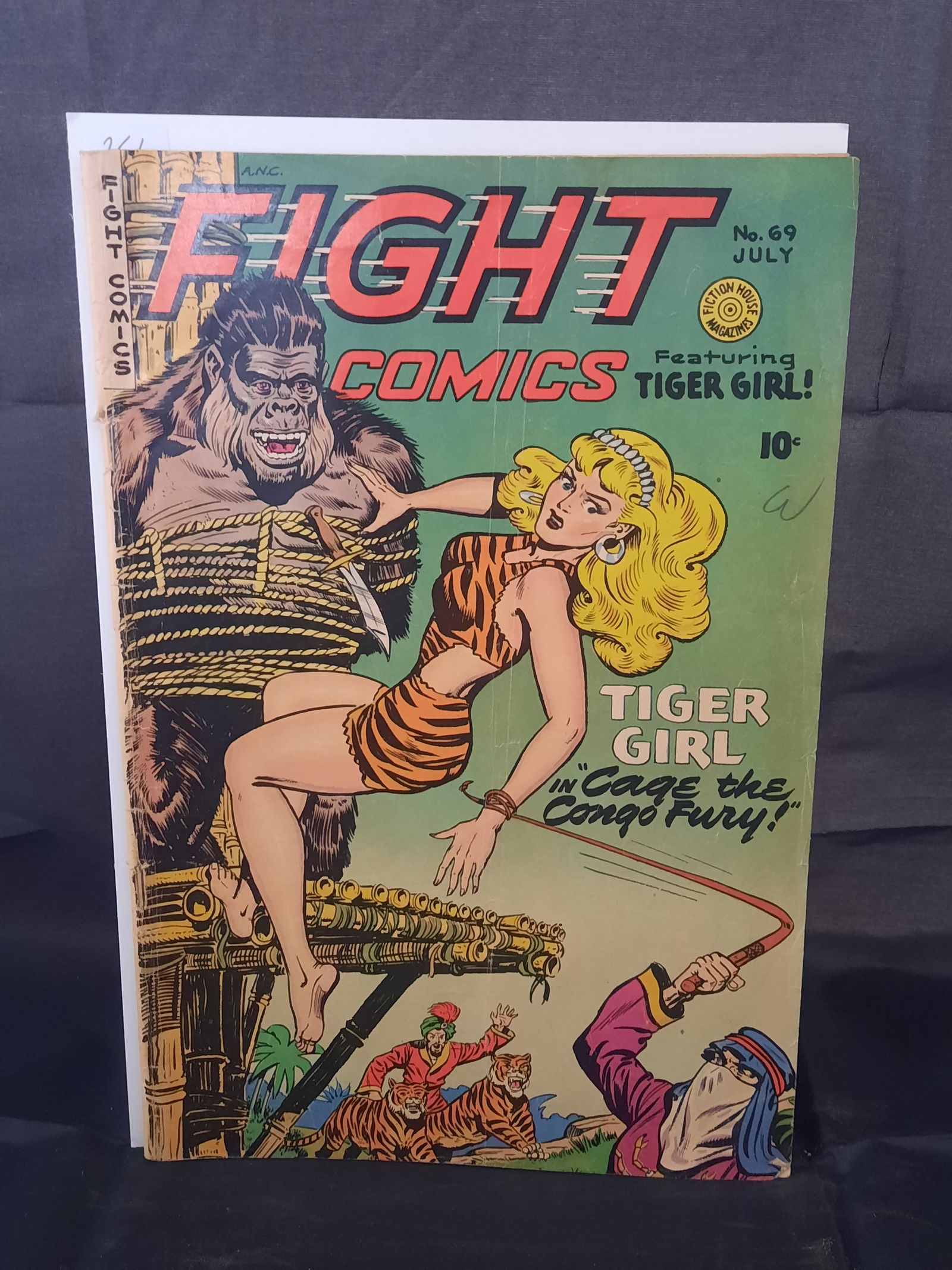 Fight Comics #69, 1947, Golden Age Bondage Cover , Tiger girl cages Congo Fury, HOT (1 of 2)