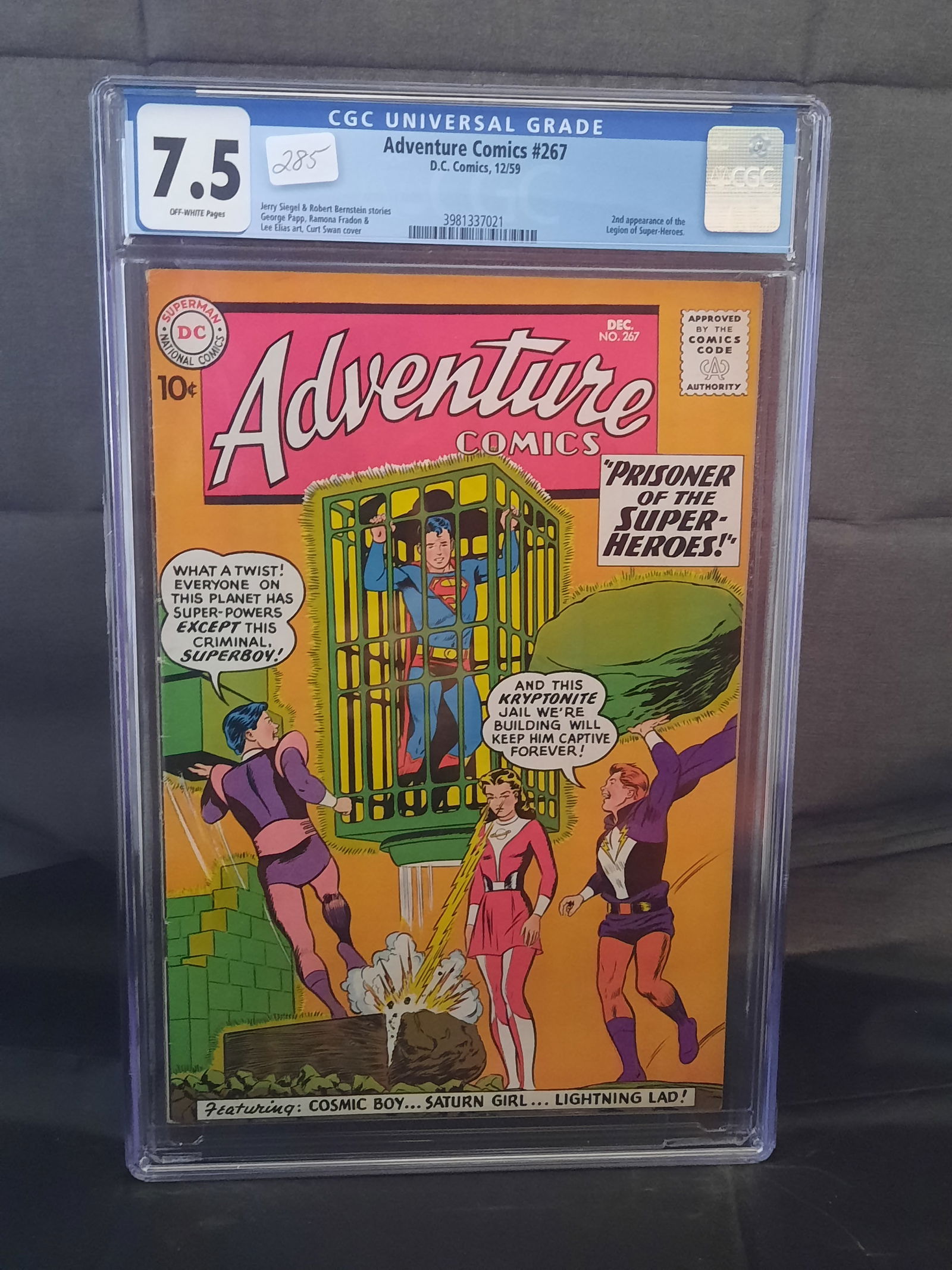Adventure Comics #267 cgc 7.5, 1959, 2nd App of Legion of Super Heroes, get them both (1 of 2)