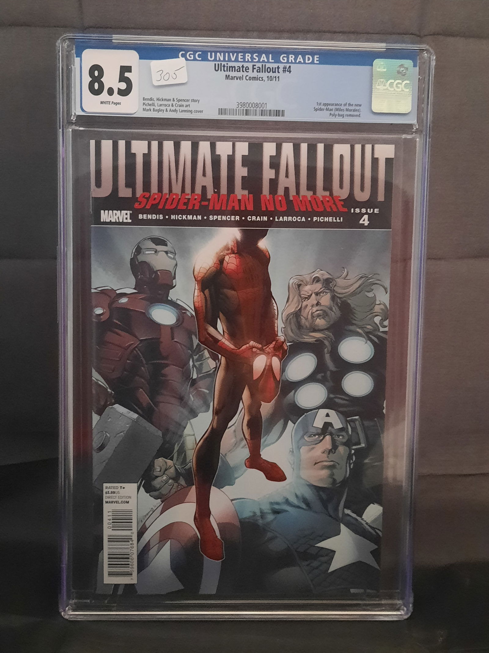 Ultimate Fallout #4 cgc 8.5, 2011, 1st App of the New Spiderman( Miles Morales) (1 of 2)