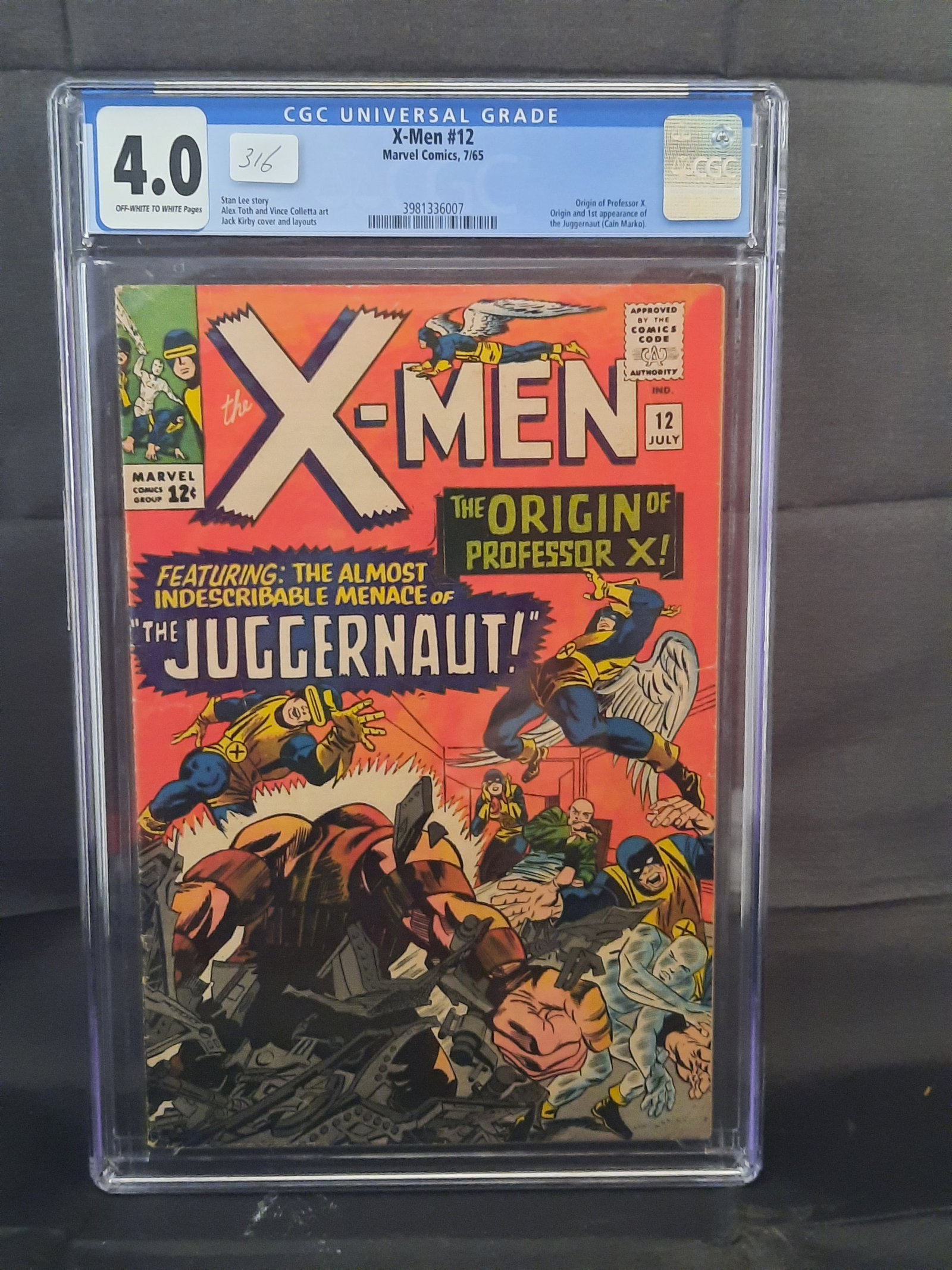 X-Men #12 cgc 4.0, 1965, Origin & 1st App of the Juggernaut, big key (1 of 2)
