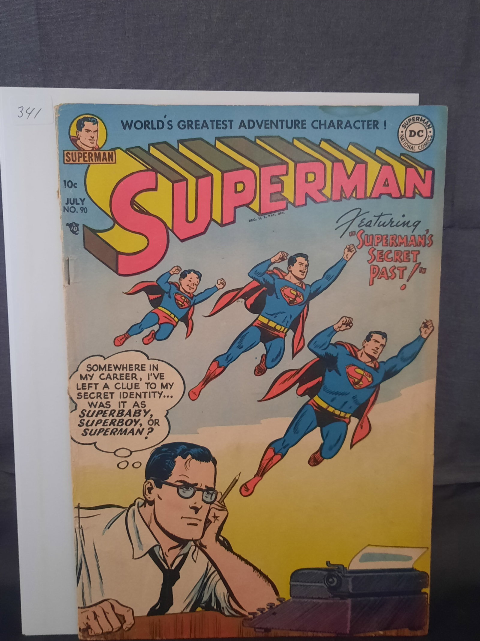 Superman #90, 1954, Golden age,sharp cover, htf, "secret Past": Nice!