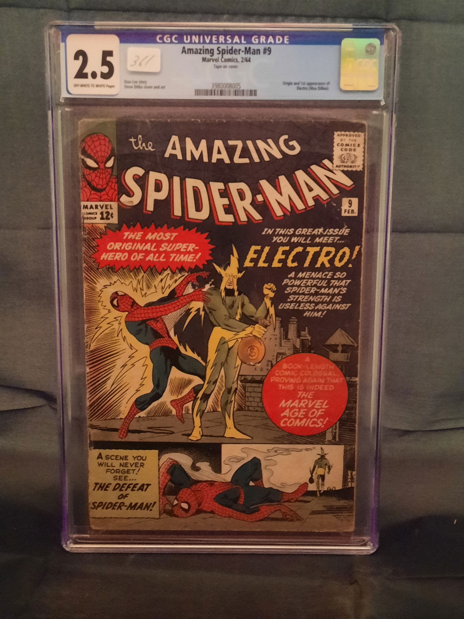 Amazing Spiderman #9 cgc 2.5, 1964, Origin and 1st App of Electro (1 of 2)
