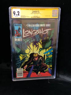 Longshot #3 Marvel COmics 11/85 Signed by Arthur Adams on 9/17/21 CGC Signature Series 9.2: 1st appearance of Mojo. Ann Nocenti story. Arthur Adams and Whilce Portacio art. Arthur Adams cover.