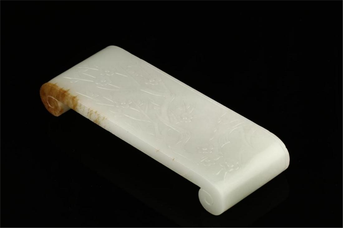 CHINESE WHITE JADE INK CAKE STAND: CHINESE WHITE JADE INK CAKE STAND. L.14 cm. W.5 cm. H.2 cm. Weight 224.7 gram. Shipping cost $30 to any USA 48 states and $100 oversea shipping. Our package processing time range is 2wk to 4wk. Items 