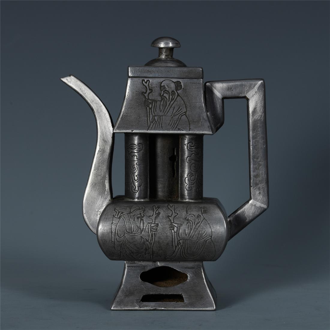 CHINESE SILVER KETTLE: CHINESE SILVER KETTLE. 16*12.2*8 cm. Weight 710 gram. Local pickup in our NJ warehouse available. Shipping cost $30 to US 48 states and $100 for oversea delivery. Combined shipping available to save s