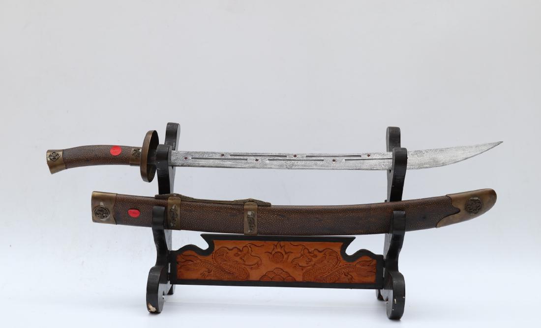 Important Ming Dynasty Gilt Bronze  Combo Steel Sabre (1 of 5)