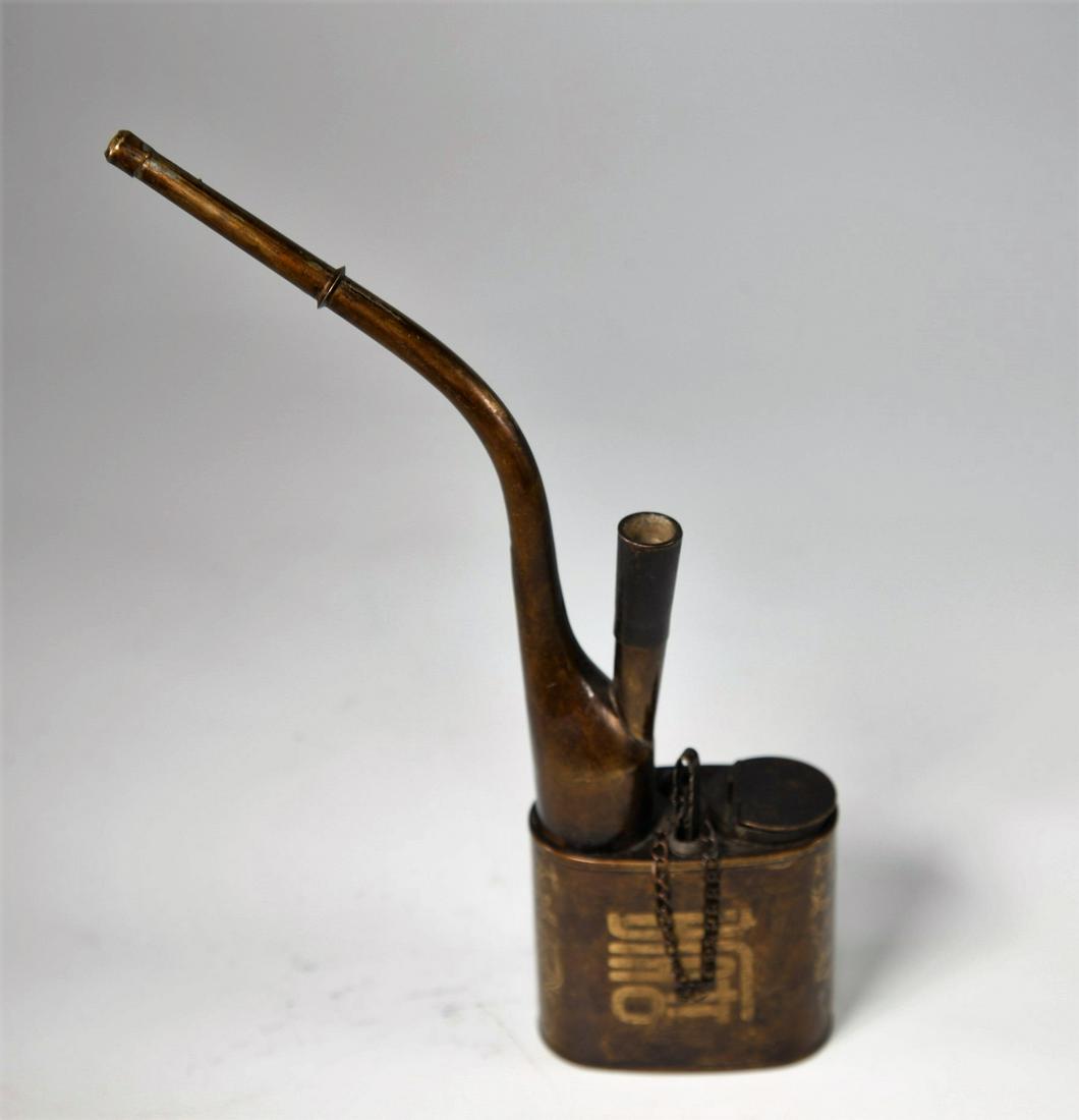 Chinese Qing Dynasty Gilt Bronze pipe (1 of 6)