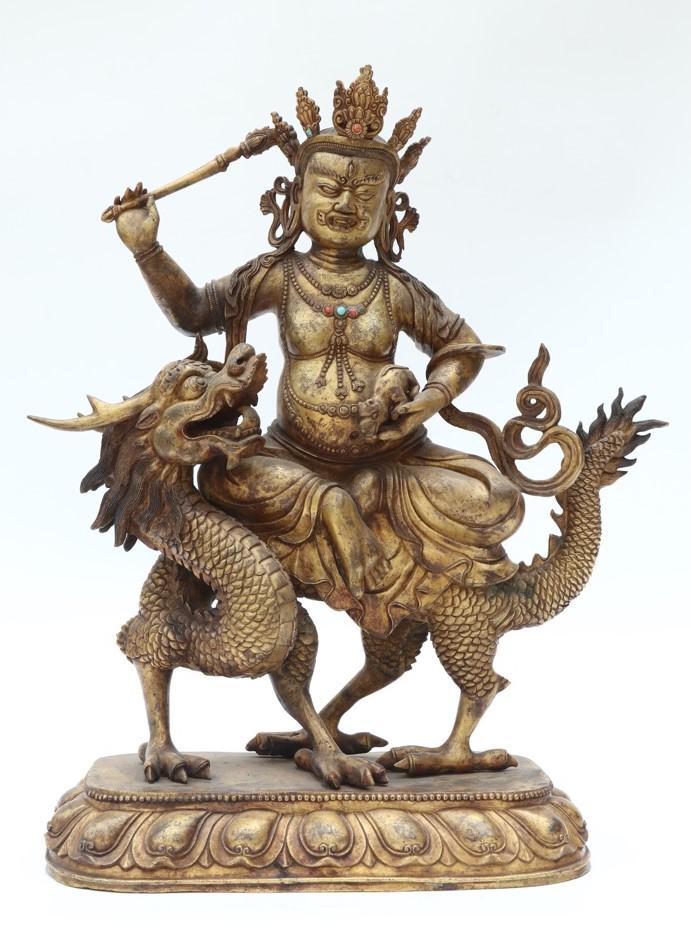 Qing Dynasty gilt bronze Alloy Kubera Buddha (1 of 7)