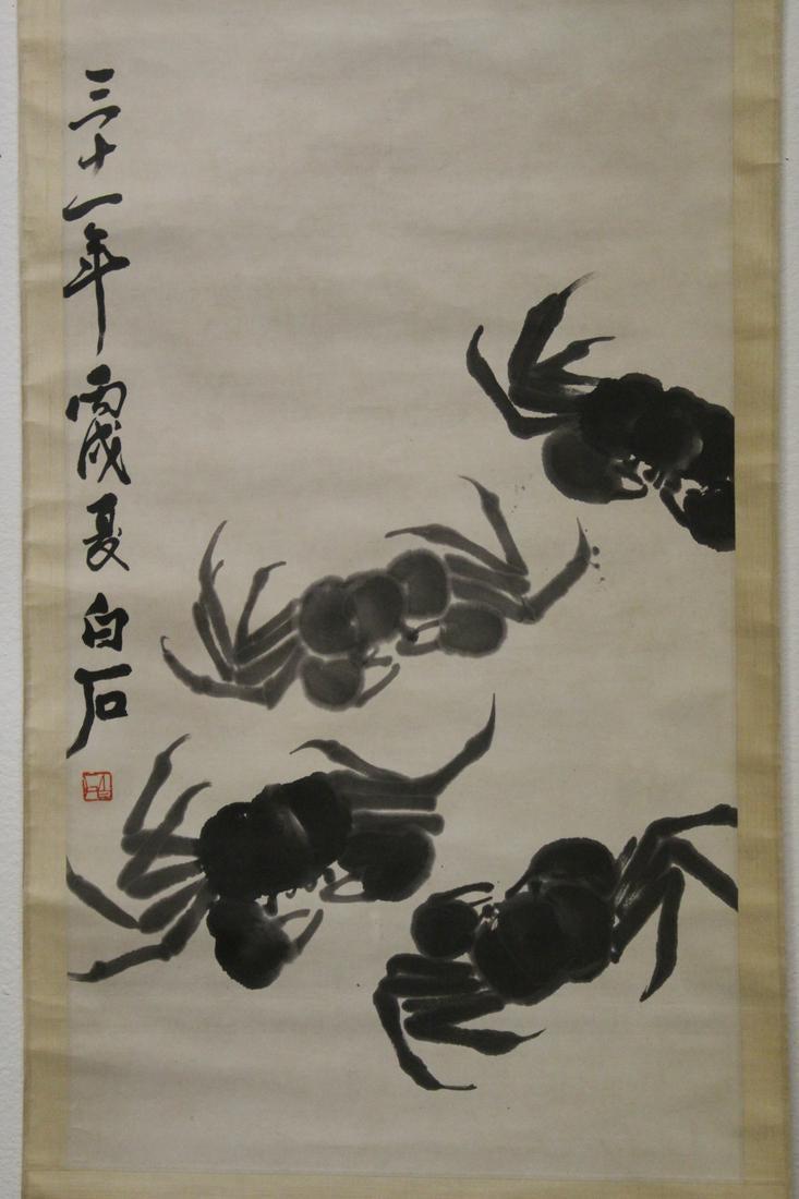 Chinese watercolor scroll "crabs"By Qi Baishi (1 of 9)