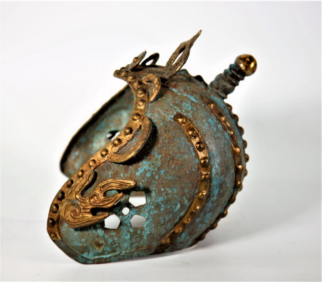 East Hu Dynasty Bronze Gilded General Helmet: East Hu Dynasty Bronze Gilded General Helmet ,12.25"H