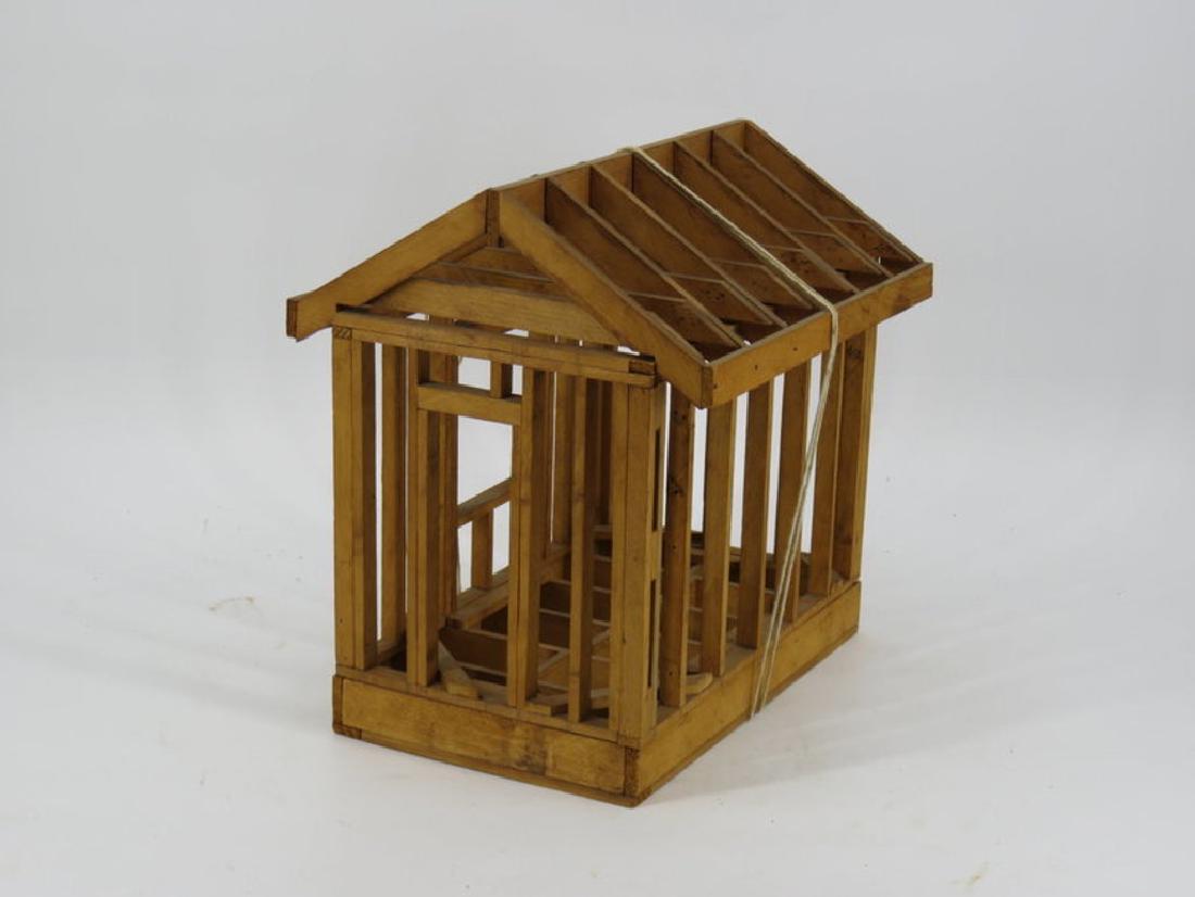 Wood shed frame builder's model c. 1930: Construction training model 12" x 10.5" x 12.5"