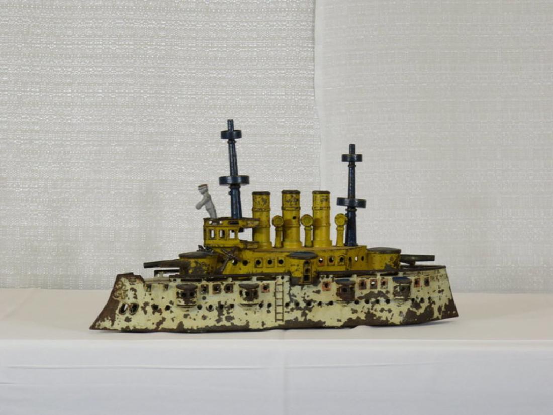 Large DENT cast iron battle ship original with anchors (1 of 1)