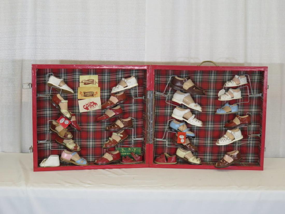 Boxed child's shoe display with 27 samples (1 of 6)