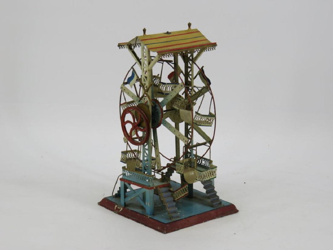 Painted tin ferris wheel - steam toy accessory c. 1900 (1 of 4)