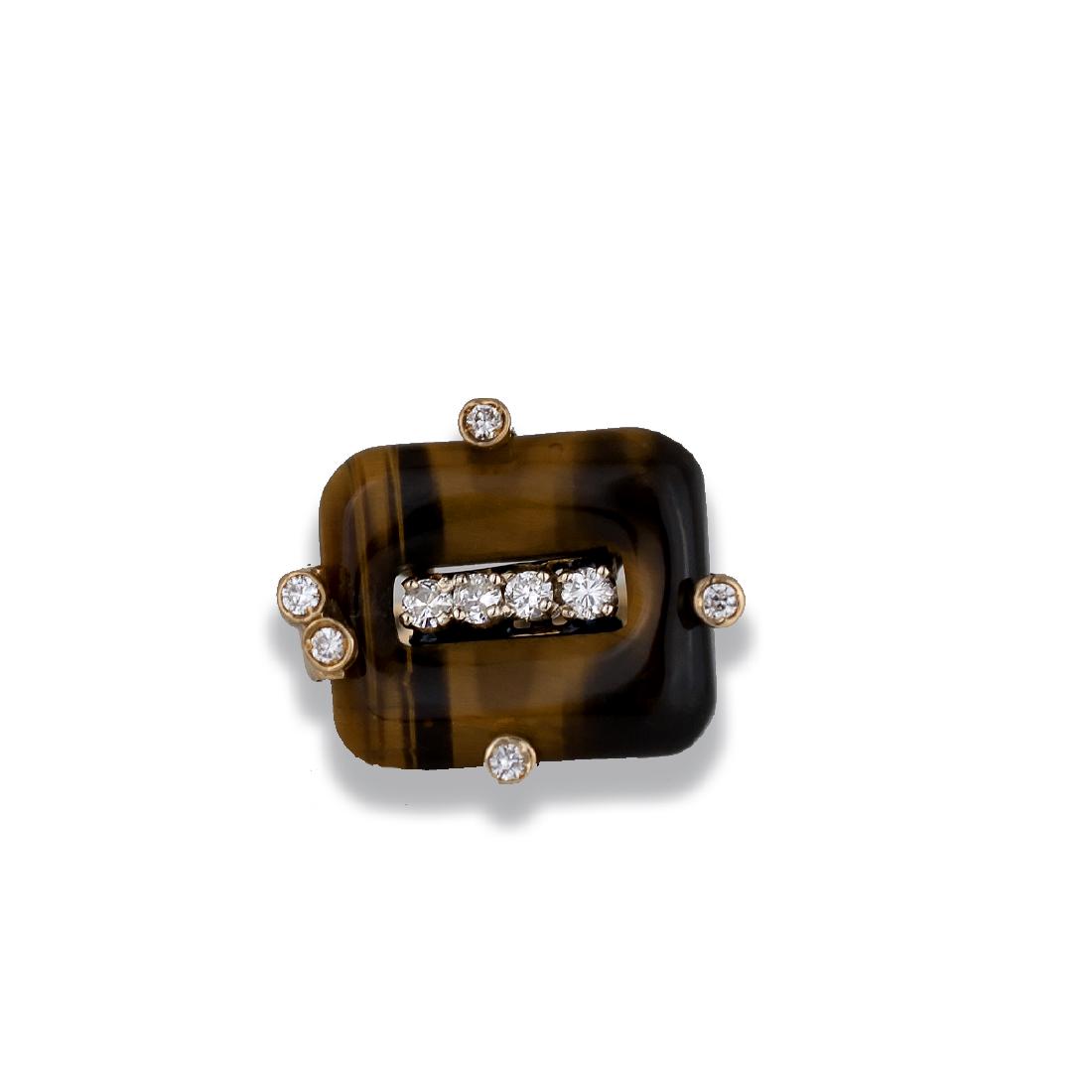 Tiger Eye, .45 Carat Diamond Contemporary Ring (1 of 2)