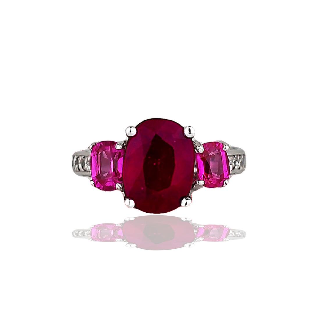 18 Karat White gold, 5 Carat Ruby Set in Three-Sided (1 of 1)