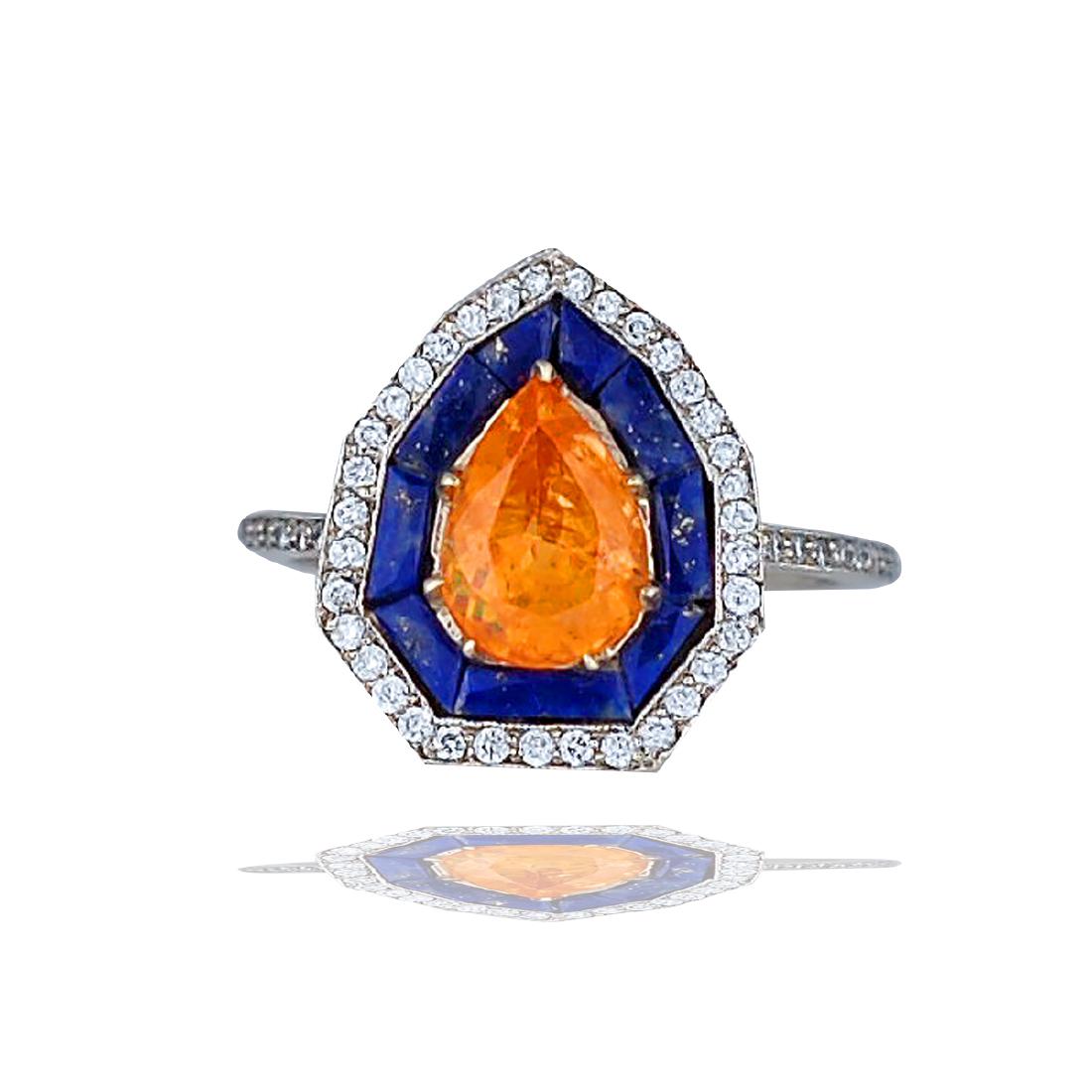 Art Deco, Orange Spessartite, French-Cut Lapis and (1 of 6)