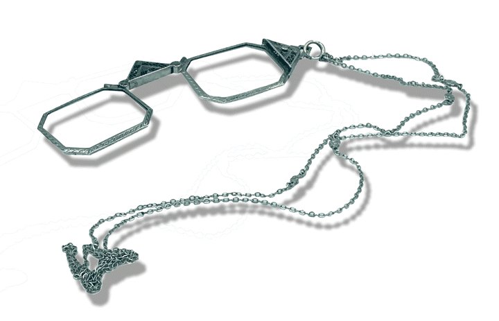 Oprah Glasses on 30 inch chain, Victorian Sterling (1 of 3)