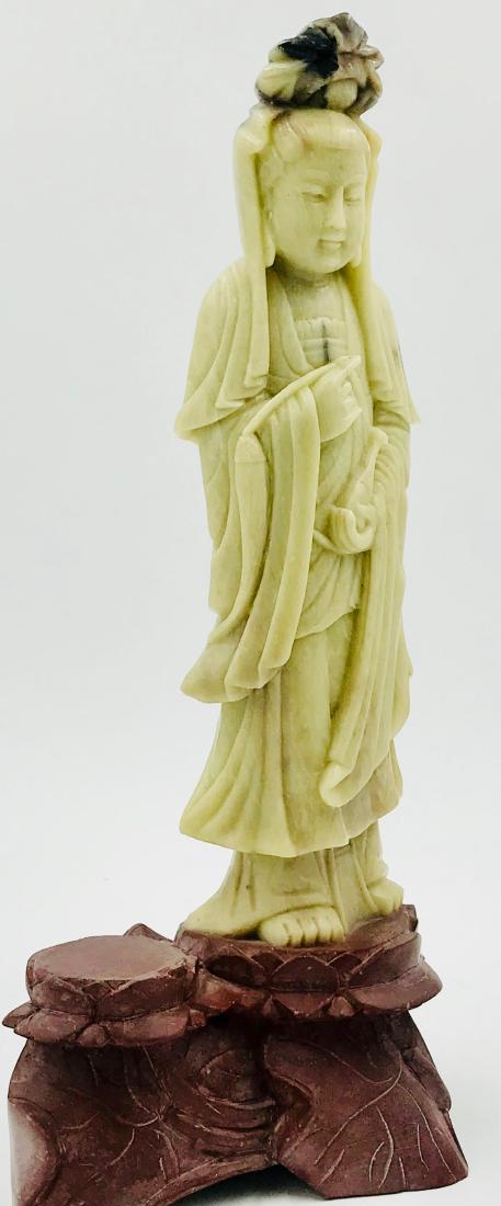 Chinese Figurine Women on Colored Stand, Soapstone: Chinese figurine women on colored stand 10 inches by 4 inches wide, material is resin based gIa gemologist inspected and evaluated