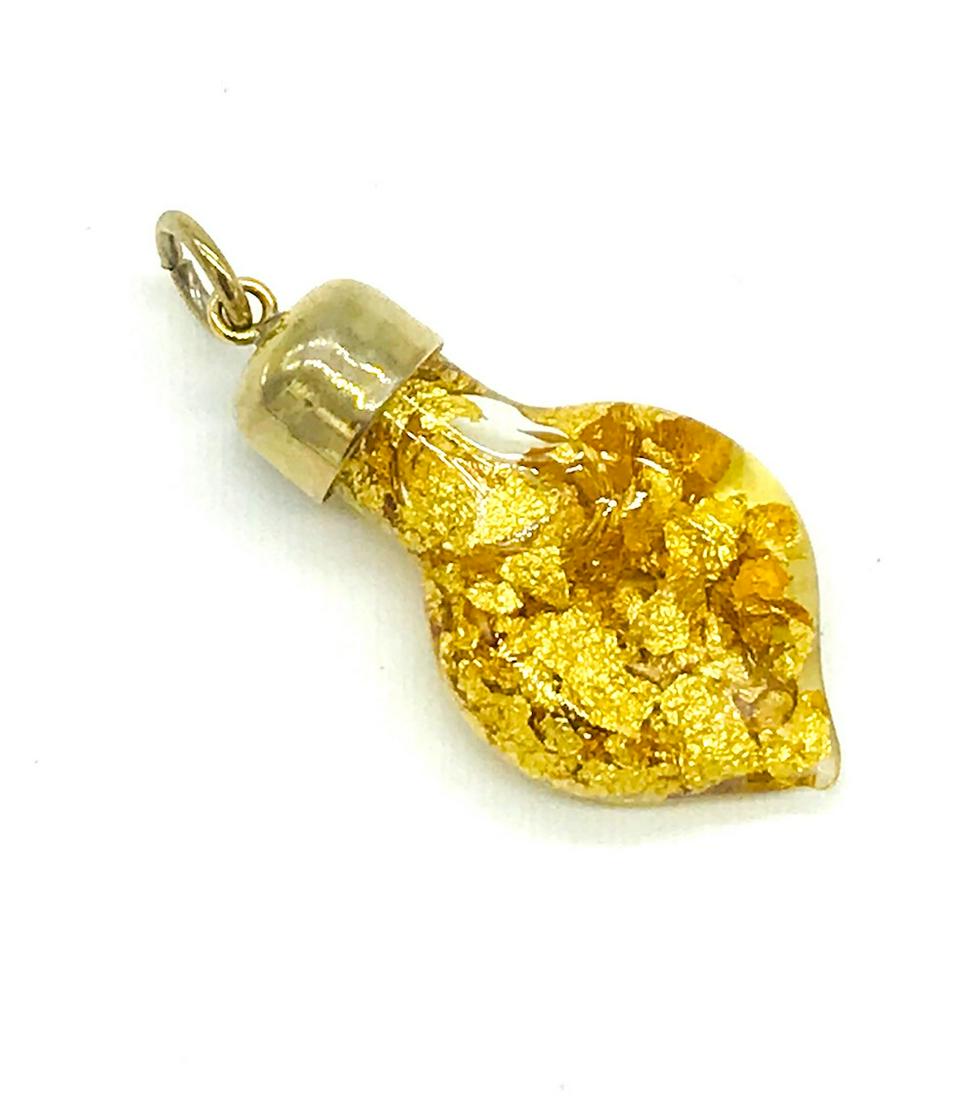 Gold Glass Bottle, Pure Gold 22K  Flakes Pendant (1 of 2)
