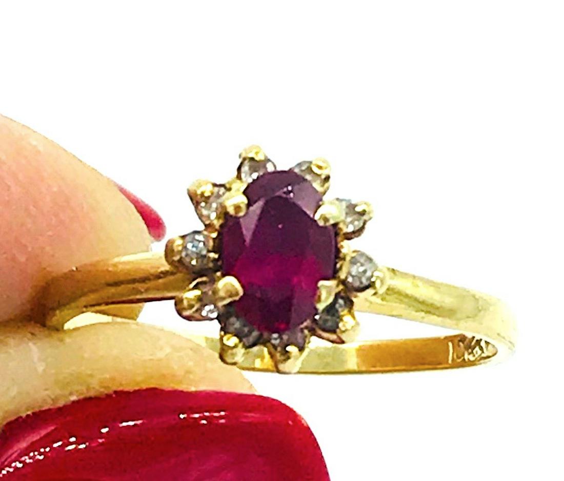 Ruby, Halo Diamond Yellow Gold Ring (1 of 3)