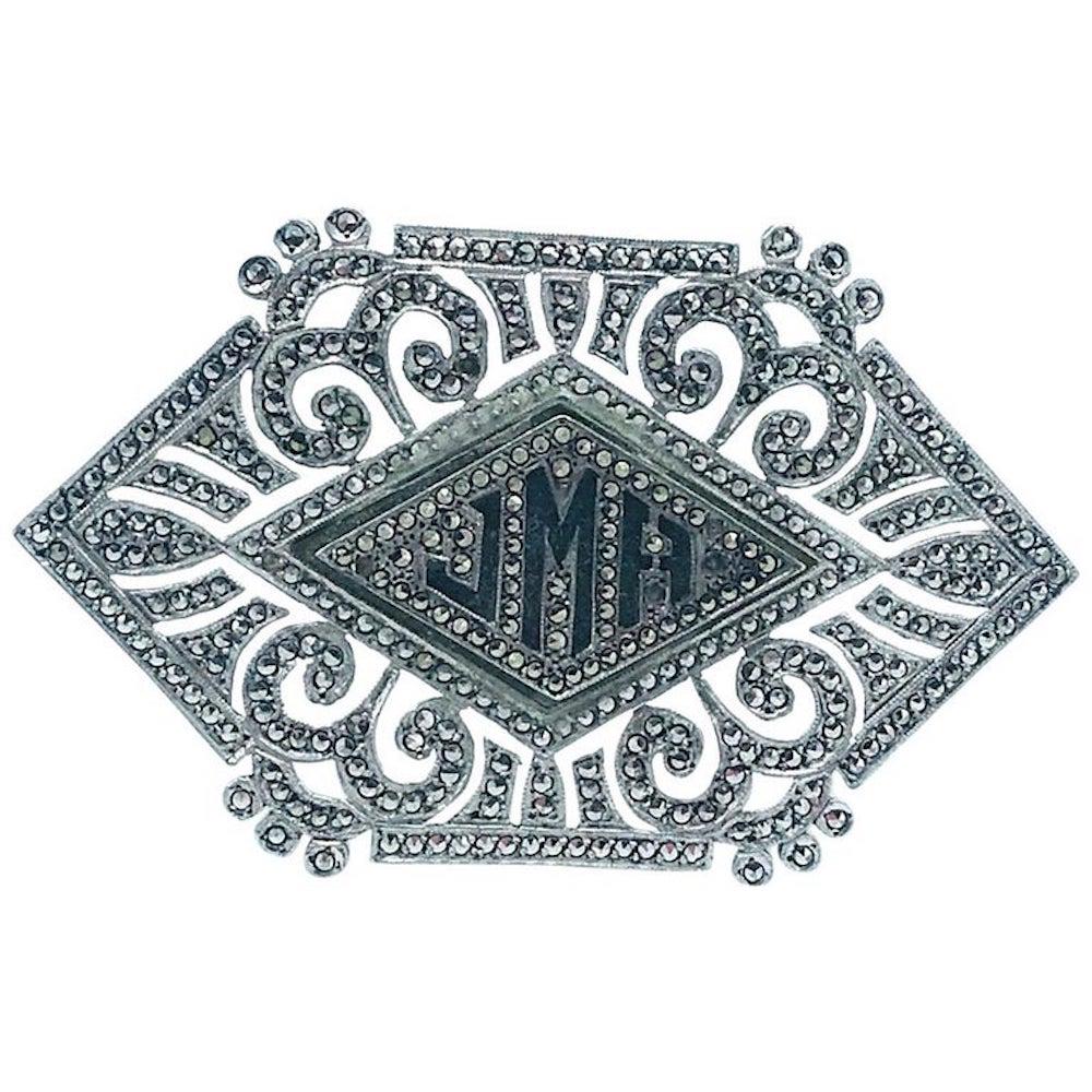Art Deco, Large Marcasite Sterling Pin (1 of 2)