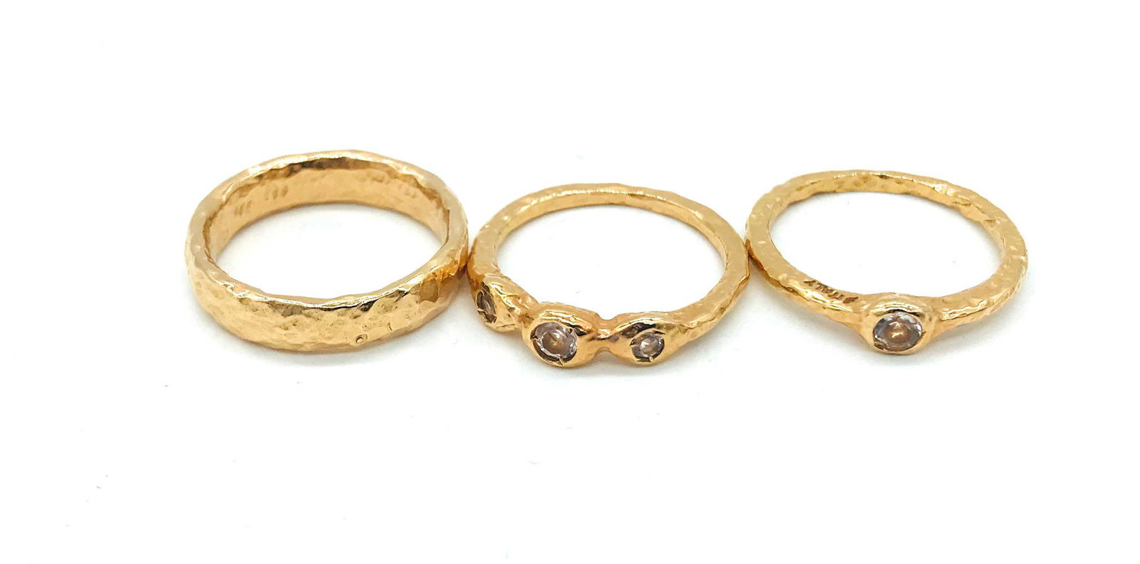 Stackable, 3 Piece Pink Italian, Hammered Italian Rings (1 of 2)