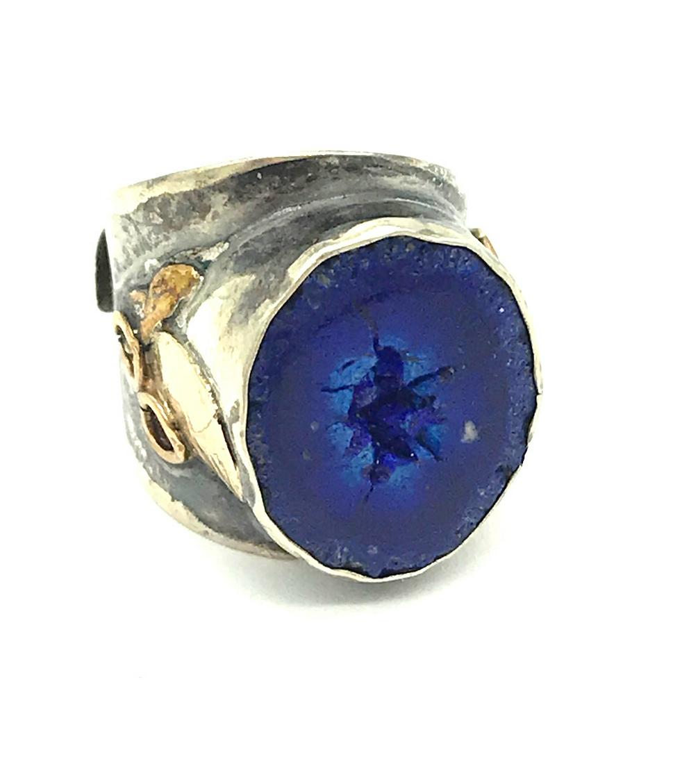 Artisan, Sodalite Gemstone,  Gold- Sterling Ring (1 of 3)