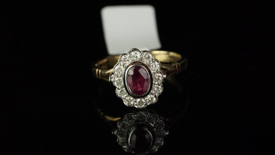 Ruby and diamond oval cluster ring, mounted in (1 of 1)