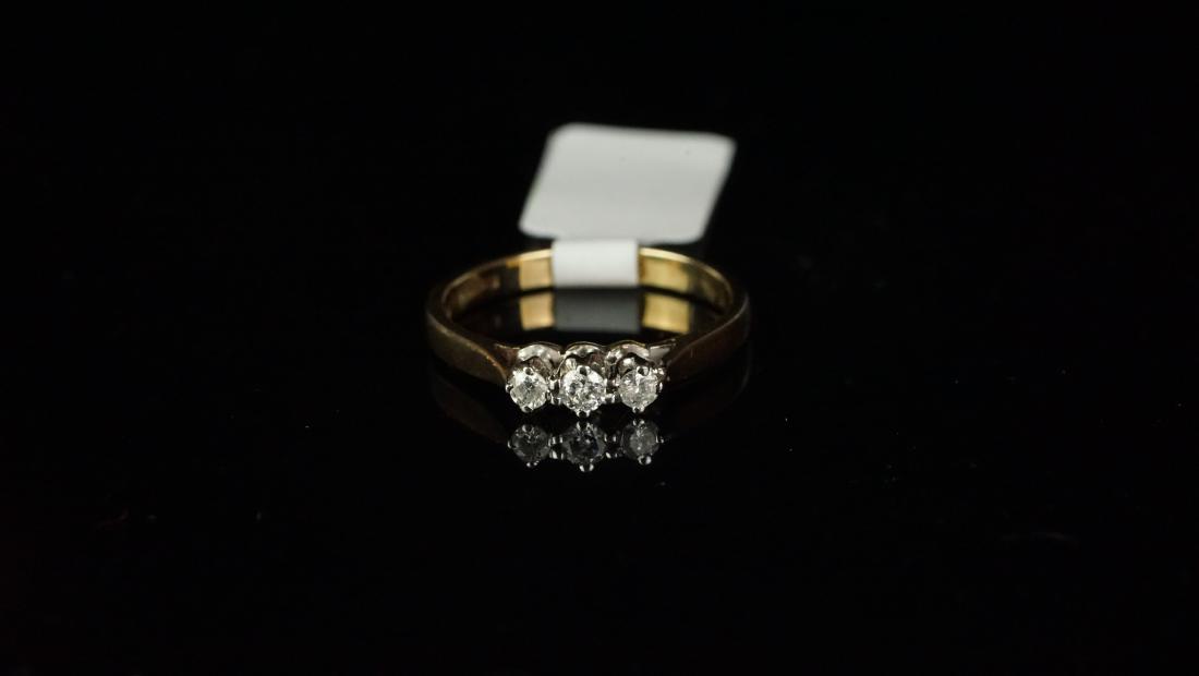 Three stone diamond ring, mounted in hallmarked 9ct (1 of 1)