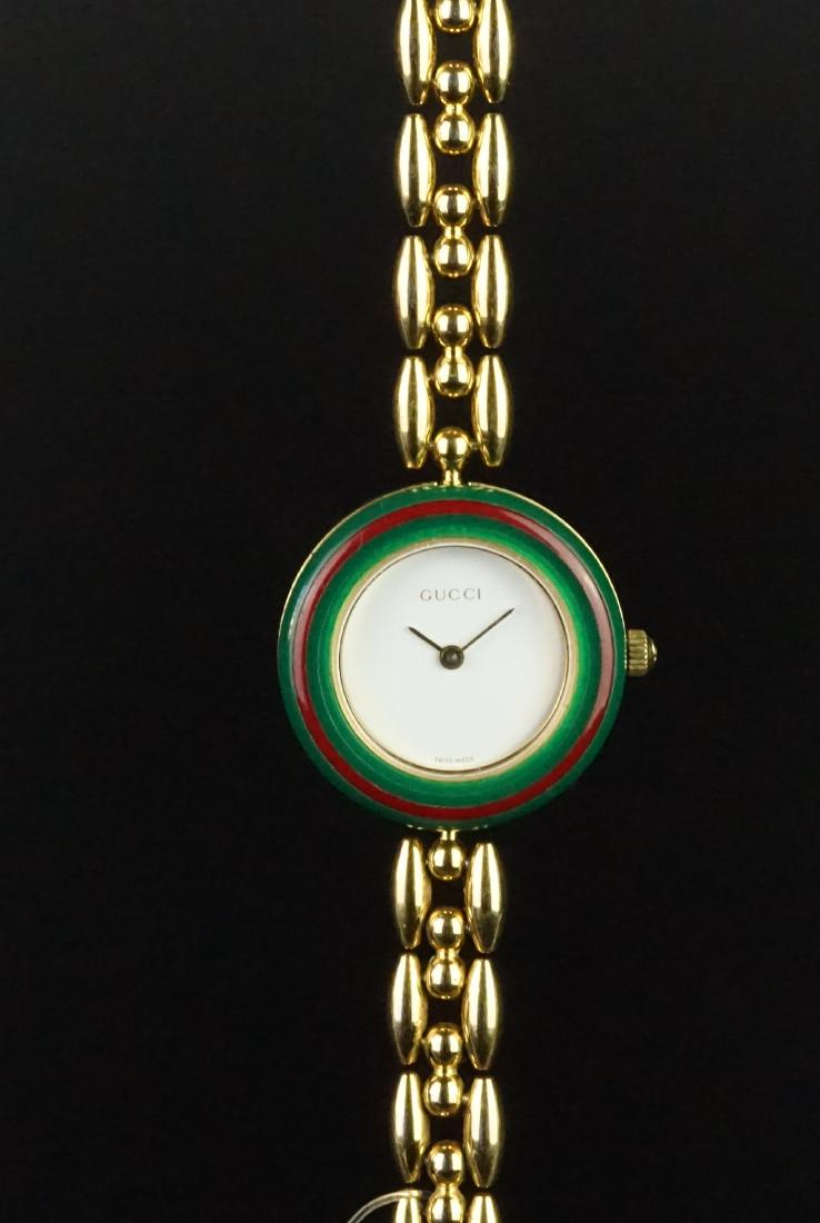 LADIES' GUCCI WRIST WATCH, circular dial, black Roman (1 of 1)