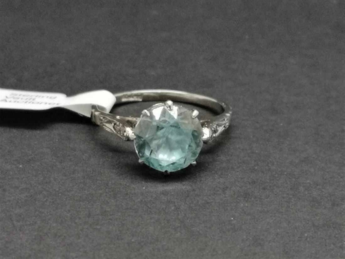 Zircon and diamond ring, round cut zircon, with (1 of 1)