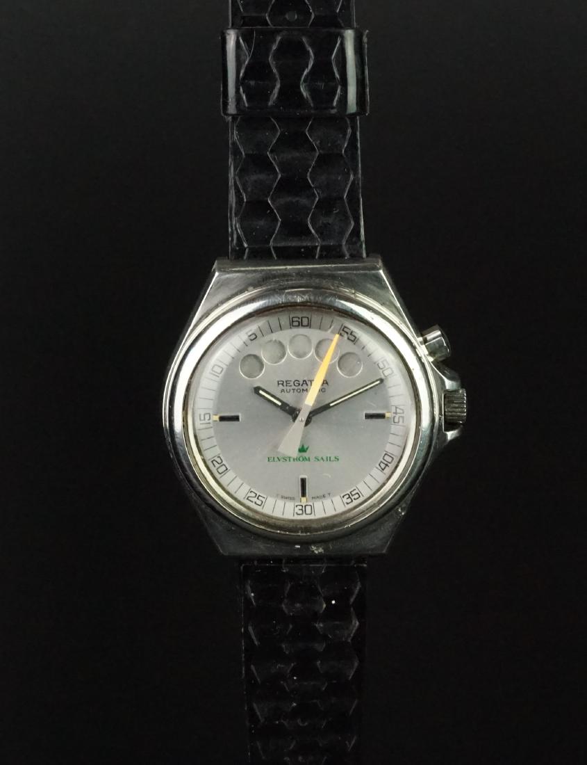 REGATTA ELVSTROM SAILS AUTOMATIC YACHT TIMER WATCH,: REGATTA ELVSTROM SAILS AUTOMATIC YACHT TIMER WATCH, silvered circular dial, outer 5 minute track, luminous hands, organ centre seconds, single pusher activates count down timer with five circular dial