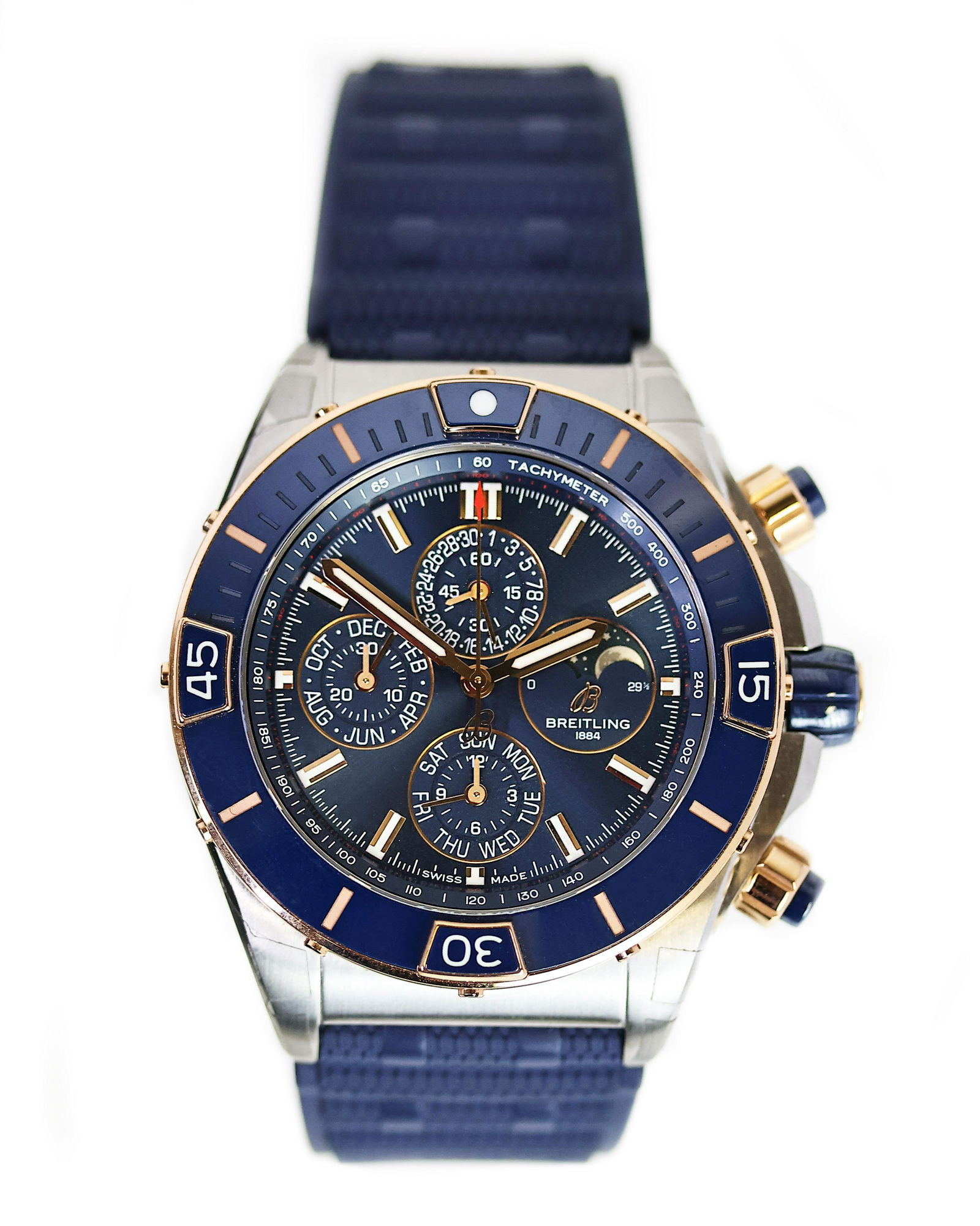 BREITLING SUPER CHRONOMAT 44 FOUR-YEAR CALENDAR REFERENCE U19320, circular sunburst dial with baton (1 of 3)