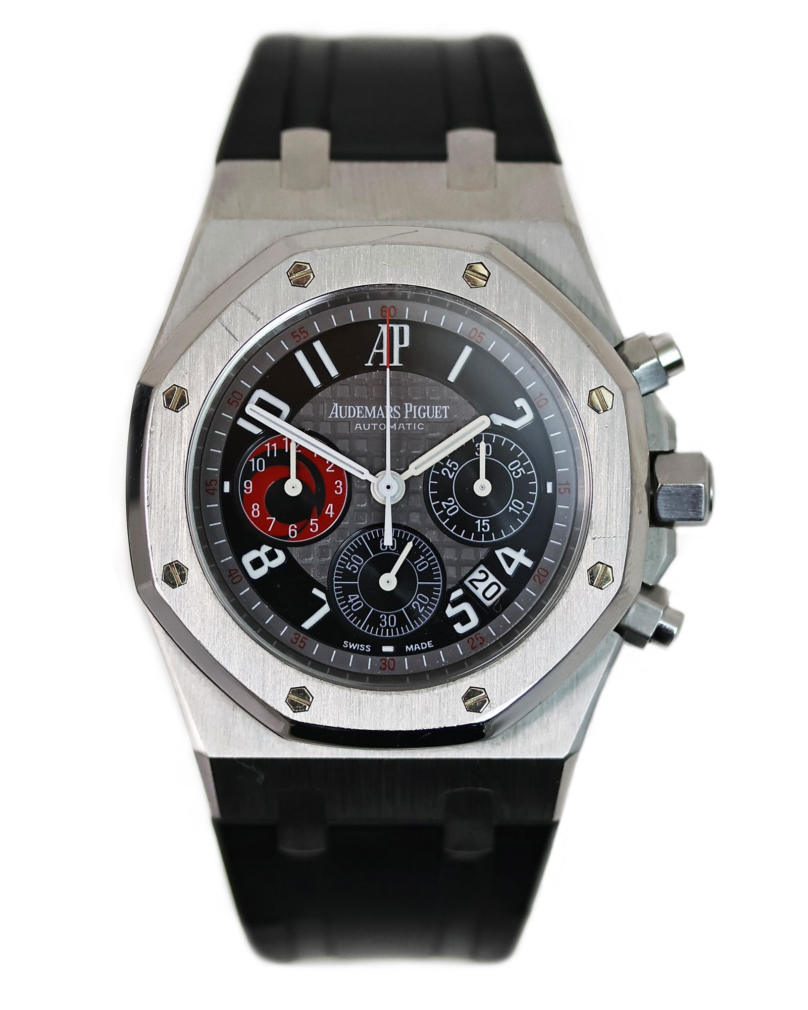AUDEMARS PIGUET ROYAL OAK CITY OF SAILS LIMITED EDITION, circular grey dial with black arabic: AUDEMARS PIGUET ROYAL OAK CITY OF SAILS LIMITED EDITION, circular grey dial with black arabic numeral track, three subsidiary dials, one dial includes red Alinghi sails team emblem, date function at 4