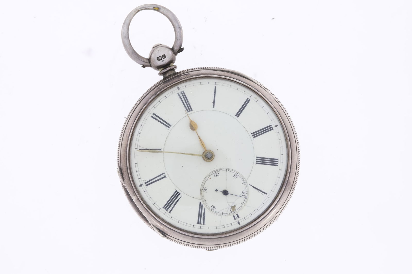 ***TO BE SOLD WITHOUT RESERVE*** A silver verge movement pocket watch. Engraved 'Manchester,: ***TO BE SOLD WITHOUT RESERVE*** A silver verge movement pocket watch. Engraved 'Manchester, J.Harris' '55502'. Approx 57mm. Currently Ticking. ***Subsidiary dial has suffered some damage***