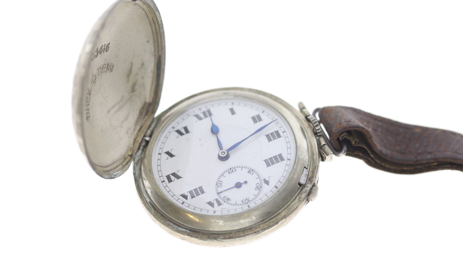 Vintage Full Hunter 'Golf Ball' Hand Wind Pocket Watch: Vintage Full Hunter 'Golf Ball' Hand Wind Pocket Watch, full hunter case 37mm, white dial with arabic numerals, subsidiary seconds, Brevet signed case, Swiss Made manual wind movement, currently runni