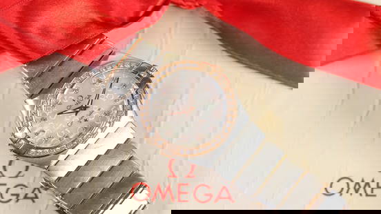 Ladies Omega Constellation Diamond Mother of Pearl with Box and Papers 2013: Brand: Omega Model Name: Constellation Reference: 123.25.27.60.55.009 Movement: Quartz Movement calibre: Omega Calibre 1376 Year: 2013 Box: Full Box Papers: Full Set Papers Dial shape: Circular Dial c