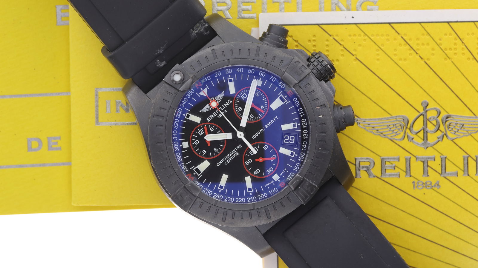 Breitling Avenger Seawolf Blacksteel Ltd Edition Chronograph Quartz with Papers 2011 Ref M73990 (1 of 6)
