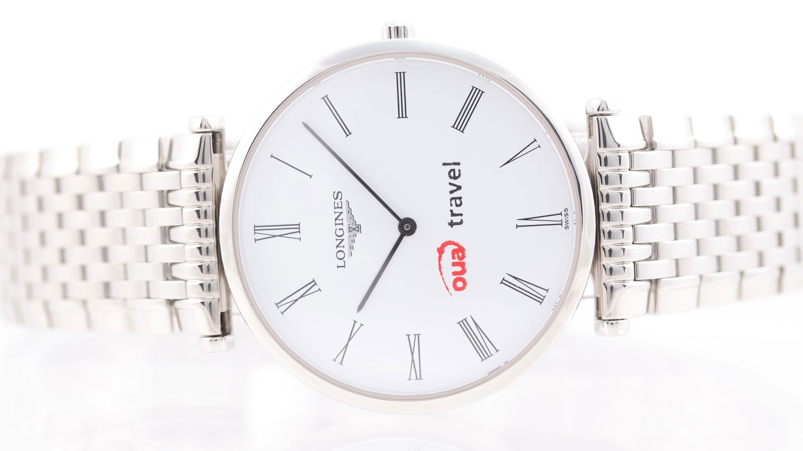 Longines La Grande Classique Quartz: Brand: Longines Model Name: La Grande Classique Reference: L4.709.4 Movement: Quartz Dial shape: Circular Dial colour: White Dial features: OUA Travel printed onto dial. Black roman numeral hour marke